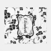 Couverture Polaire Floral noir et blanc (Devant (Horizontal))