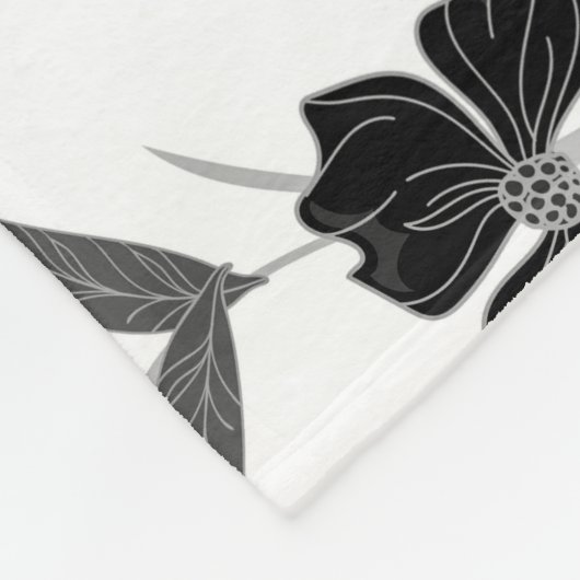 Couverture Polaire Floral noir et blanc (Coin)