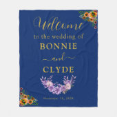 Couverture Polaire Floral on Navy Wedding Welcome 50"x60" size (Devant)