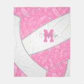 Couverture Polaire floral paisley plumes mignonette rose blanc volley (Devant)