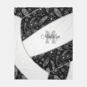 Couverture Polaire floral paisley plumes noir blanc volley (Devant)