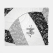 Couverture Polaire floral paisley plumes noir gris volley (Devant (Horizontal))
