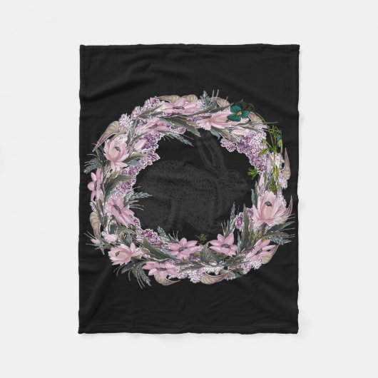 Couverture Polaire Floral Pattern And Bunny Rabbit  (Devant)