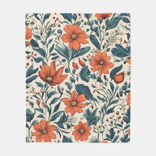 Couverture Polaire Floral Pattern of Vibrant Orange Flowers (Devant)