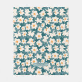 Couverture Polaire Floral Printemps Daffodique | Turquoise personnali (Devant)