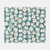 Couverture Polaire Floral Printemps Daffodique | Turquoise personnali (Devant (Horizontal))