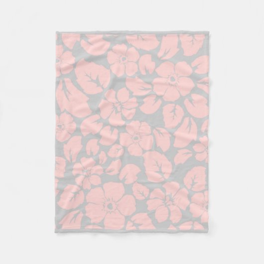 Couverture Polaire Floral rose et gris pastel (Devant)