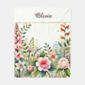 Couverture Polaire Floral rose et verdure Personnalisé (Devant)