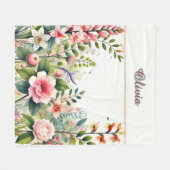 Couverture Polaire Floral rose et verdure Personnalisé (Devant (Horizontal))