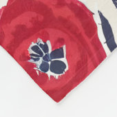 Couverture Polaire Floral Rouge Blanc & Bleu Motif botanique (Coin)