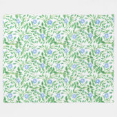 Couverture Polaire Floral style champêtre Bleu Blanc Périwinkle Motif (Devant (Horizontal))