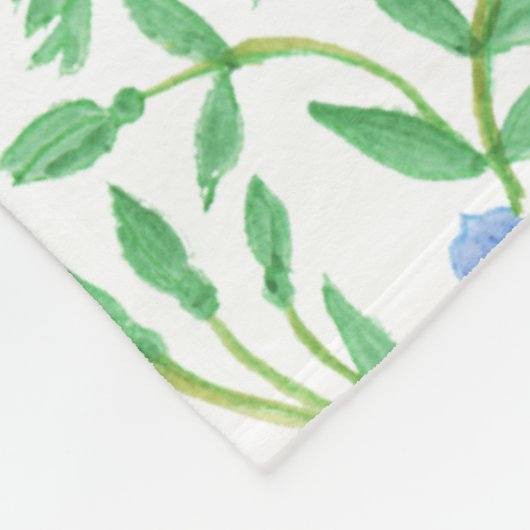 Couverture Polaire Floral style champêtre Bleu Blanc Périwinkle Motif (Coin)