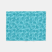 Couverture Polaire Floral turquoise hawaïen vintage d'Iwalani (Devant (Horizontal))