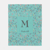 Couverture Polaire FLORAL Turquoise | MONOGRAMME | Christian (Devant)