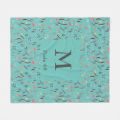 Couverture Polaire FLORAL Turquoise | MONOGRAMME | Christian (Devant (Horizontal))