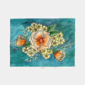 Couverture Polaire Floral turquoise & Pêche (Devant (Horizontal))