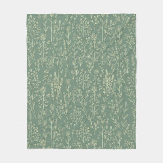 Couverture Polaire Floral vert (Devant)