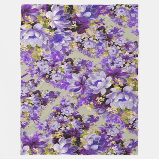 Couverture Polaire Floral Violet Et Or (Devant)