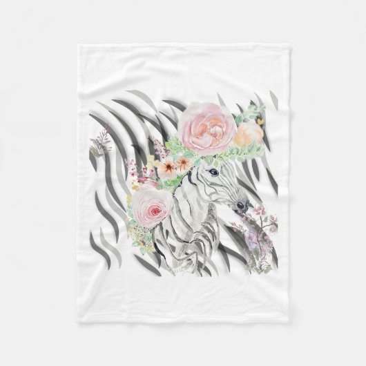 Couverture Polaire Floral Zebra Crown print Fleece Baby Blanket (Devant)