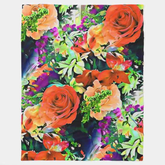 Couverture polaire florale à fleurs abstraites (Devant)