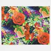 Couverture polaire florale à fleurs abstraites (Devant (Horizontal))