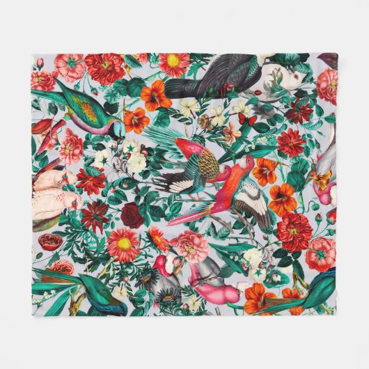 COUVERTURE POLAIRE FLORALE ET OISEAUX XIV-II (Devant (Horizontal))