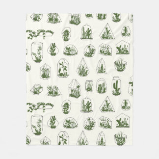 Couverture Polaire Florarium géométrique avec motif succulent.