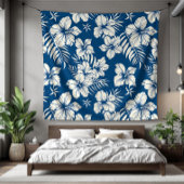 Couverture Polaire Flore bleu tropical et blanc