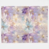 Couverture Polaire Flore bleu violet d'or blanc (Devant (Horizontal))