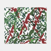 Couverture Polaire Flore botanique rouge vert (Devant (Horizontal))