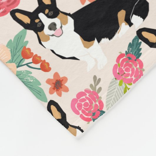 Couverture Polaire Flore de Corgi tricolée (Coin)