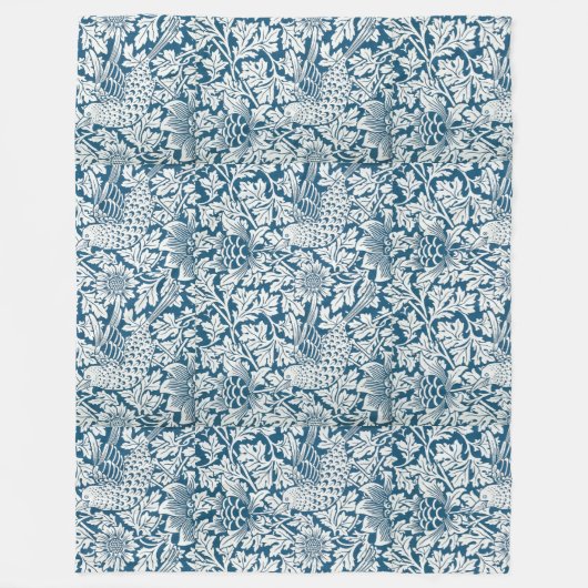 Couverture Polaire Flore Flore Fleurs Feuilles Oiseaux Bleu (Devant)