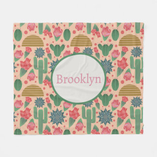 Couverture Polaire Flore rose pâle du désert personnalisé