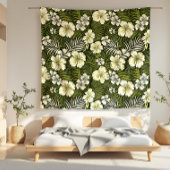 Couverture Polaire Flore tropicale jaune et verte