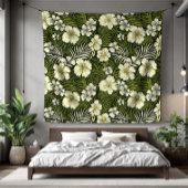 Couverture Polaire Flore tropicale jaune et verte