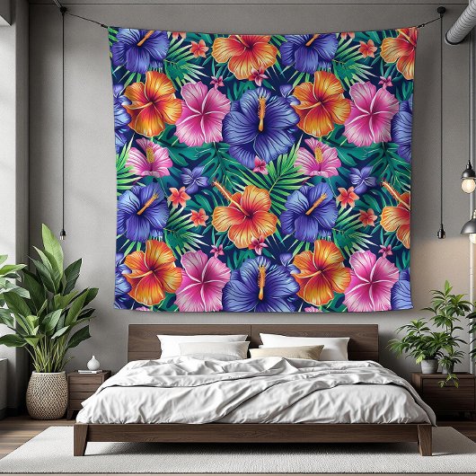 Couverture Polaire Flore tropicale vive