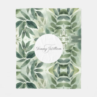 Couverture Polaire Flore verte Sage Élégante