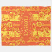Couverture Polaire Florence Floral jaune et orange (Devant (Horizontal))