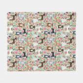 Couverture Polaire Flores de Chiens de Pitbull (Devant (Horizontal))