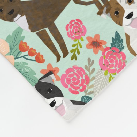 Couverture Polaire Flores de Chiens de Pitbull (Coin)