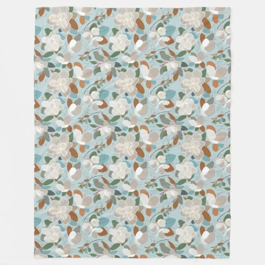 Couverture Polaire Flores d'hiver gris bleu (Devant)