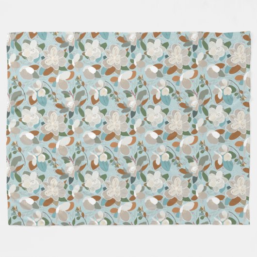 Couverture Polaire Flores d'hiver gris bleu (Devant (Horizontal))