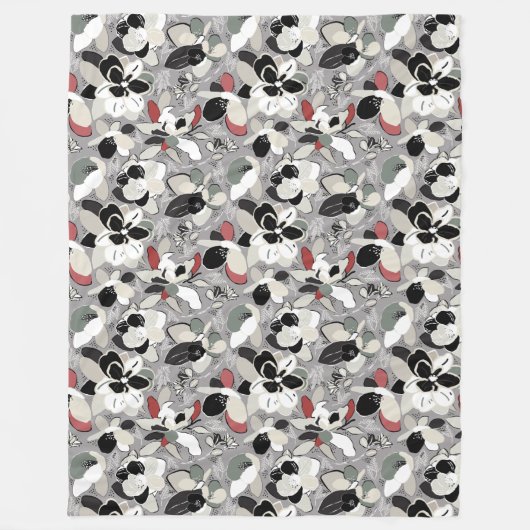 Couverture Polaire Flores d'hiver gris noir (Devant)