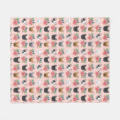 Couverture Polaire Flores roses de Bulldog en France (Devant (Horizontal))