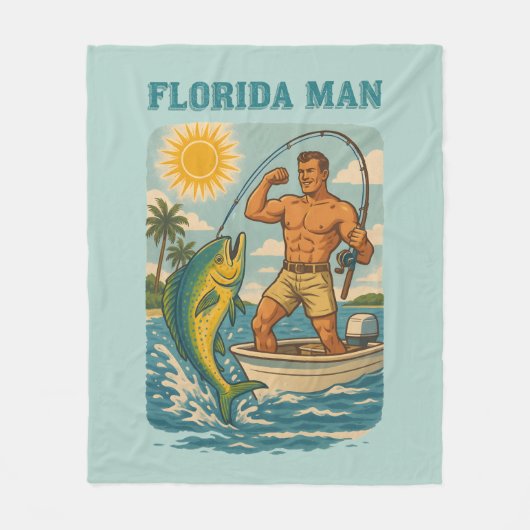 Couverture Polaire Florida Man -Coastal Fishing Boat- Retro Fisherman (Devant)