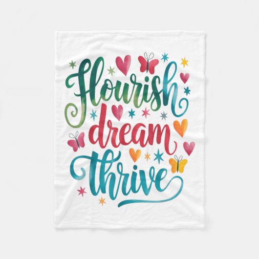 Couverture Polaire Flourish Dream Thrive Motivational  (Devant)