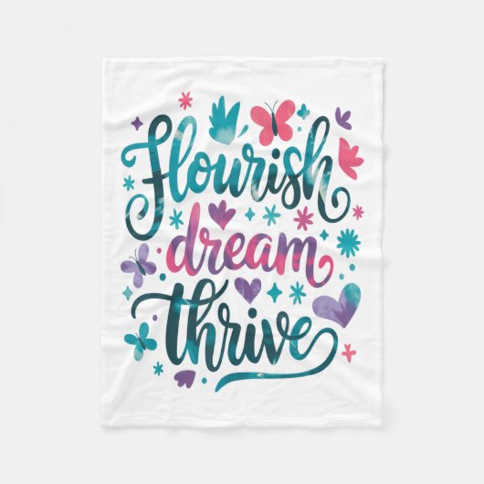 Couverture Polaire Flourish Dream Thrive Motivational  (Devant)