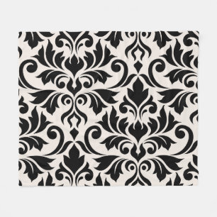 Couverture Polaire Flourissant Damask Art I Black on Cream