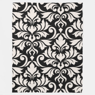 Couverture Polaire Flourissant Damask Art I Cream sur Black