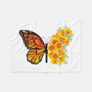 Couverture Polaire Flower Butterfly with Yellow California Poppy